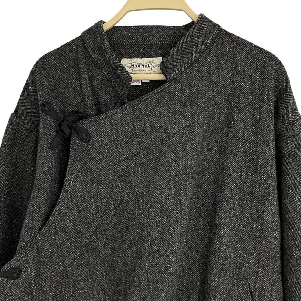 Monitaly AW 16 Size S Men's Jacket Grey Wool Blend Side Closure Wrap Style - Picture 8 of 13